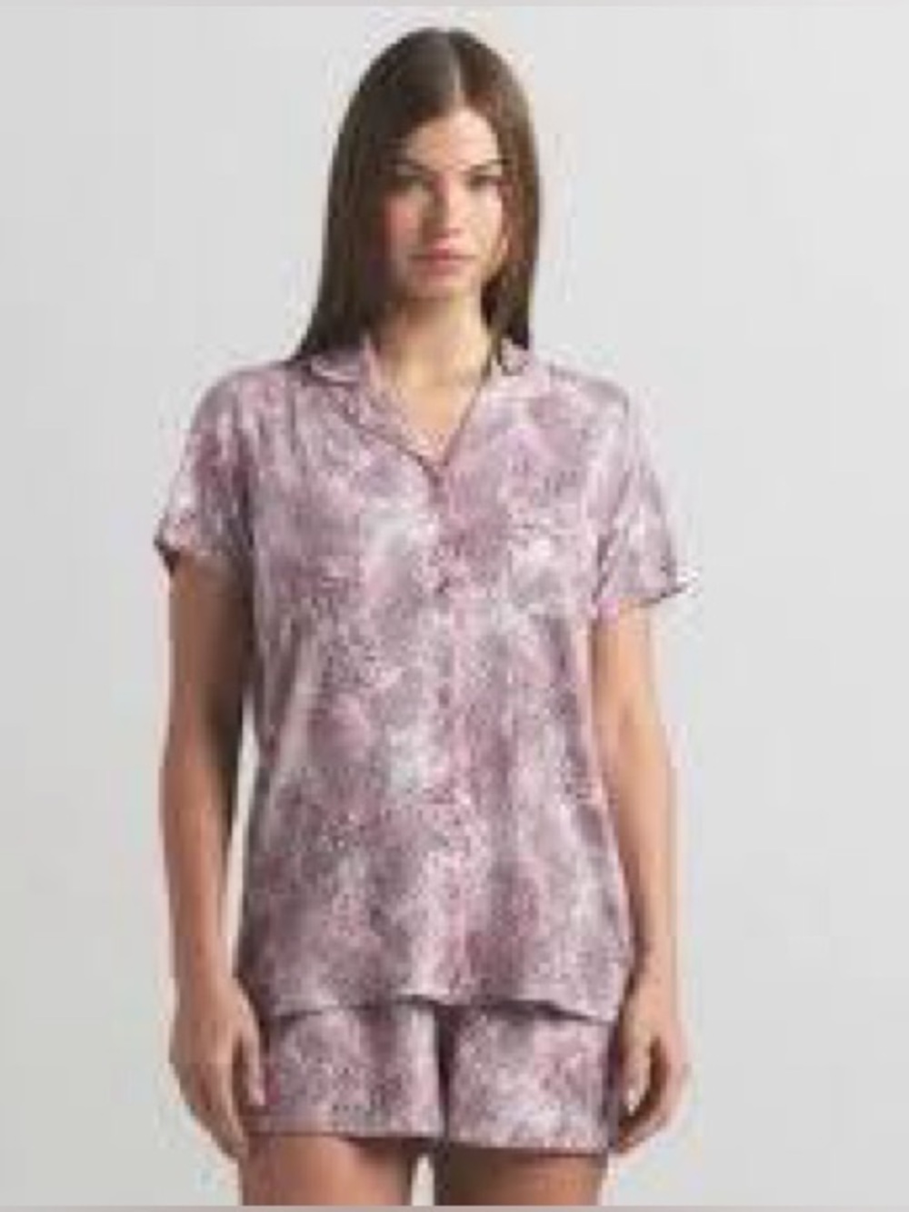 SKIMS Bloom Mini Multi Animal Print Pajama Set Large Pink NWT Short Sleeve